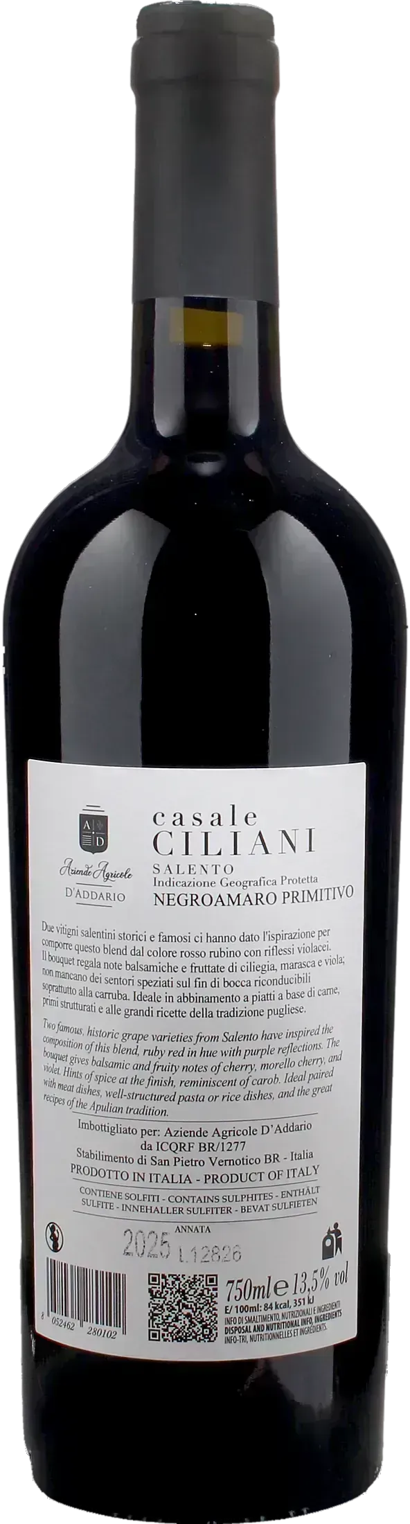 D'Addario Negroamaro Primitivo Casale Ciliani 2025
