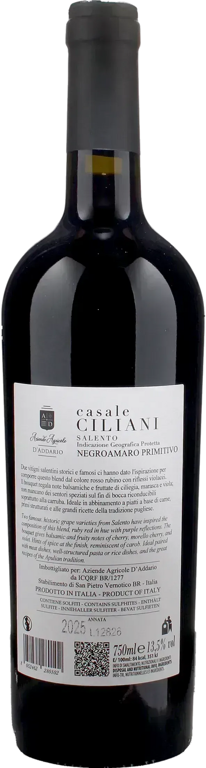 D'Addario Negroamaro Primitivo Casale Ciliani 2025