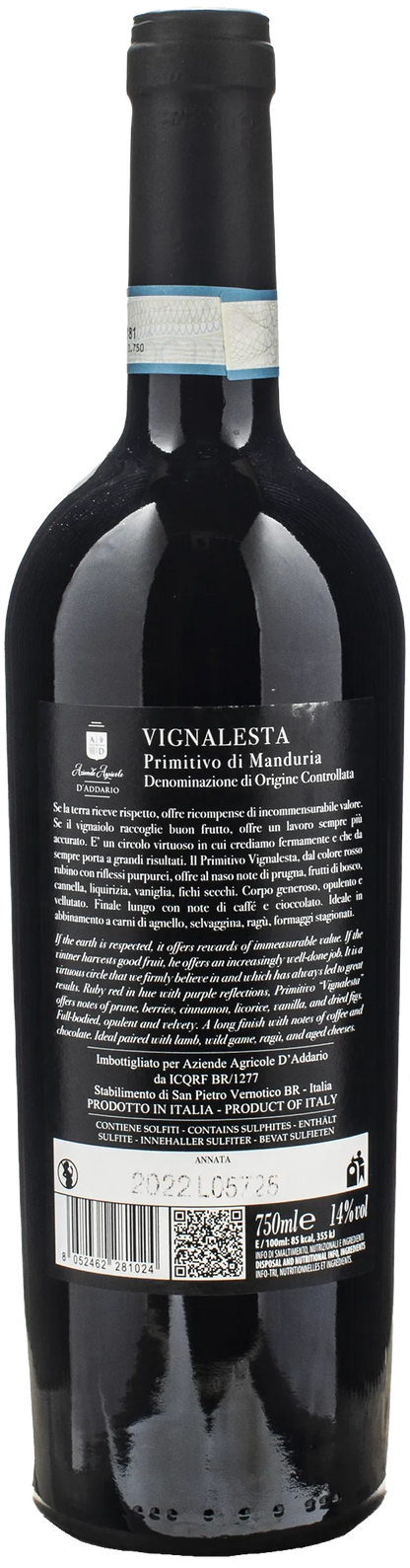 D'Addario Primitivo di Manduria Vignalesta 2022