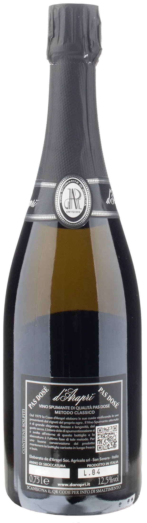 D'Arapri Spumante Metodo Classico Pas Dose