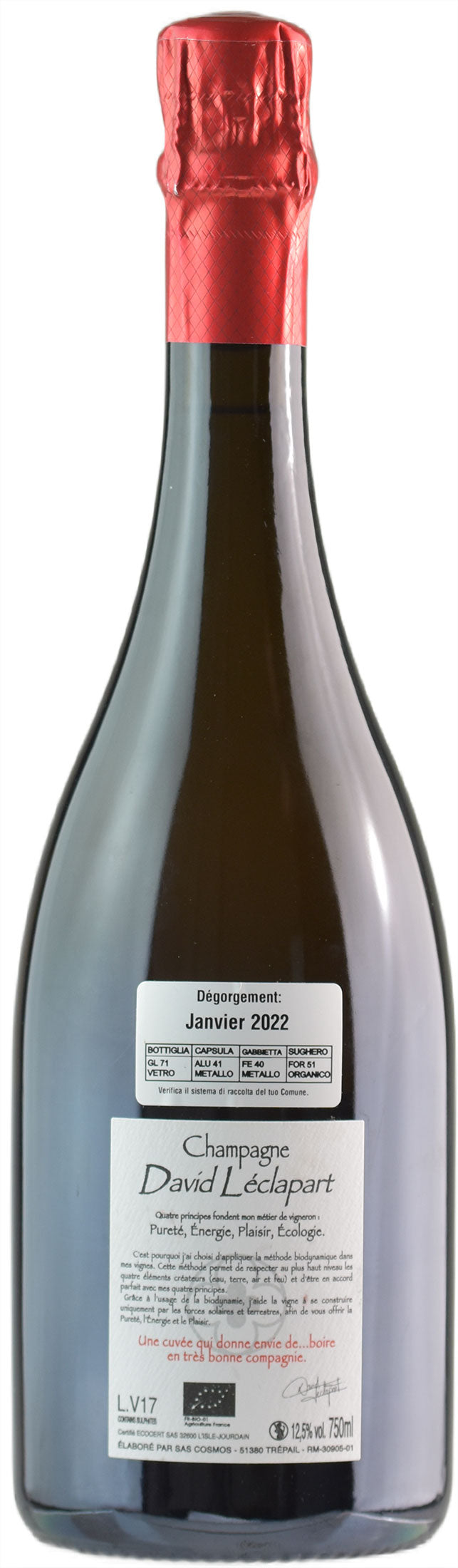 David Leclapart Champagne 1er Cru L'Aphrodisiaque Pas Dosé 2017