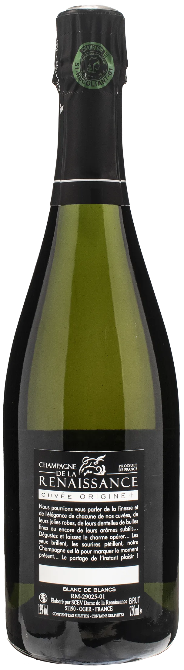 De la Renaissance Champagne Blanc de Blancs Cuvèe Origine + Brut