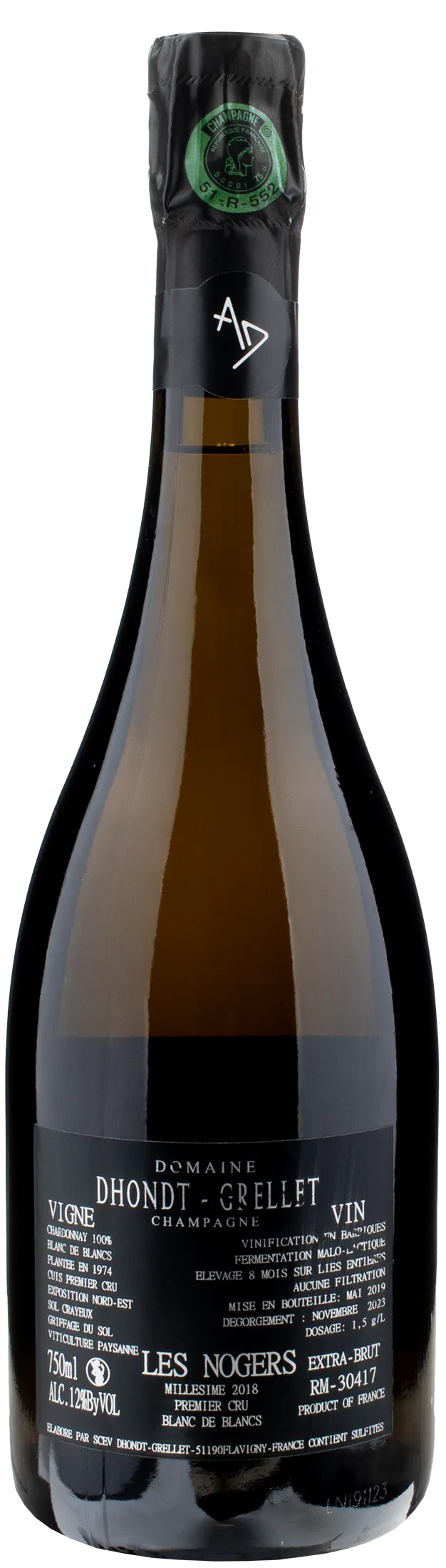 Dhondt Grellet Champagne 1er Cru Les Nogers Extra Brut 2018