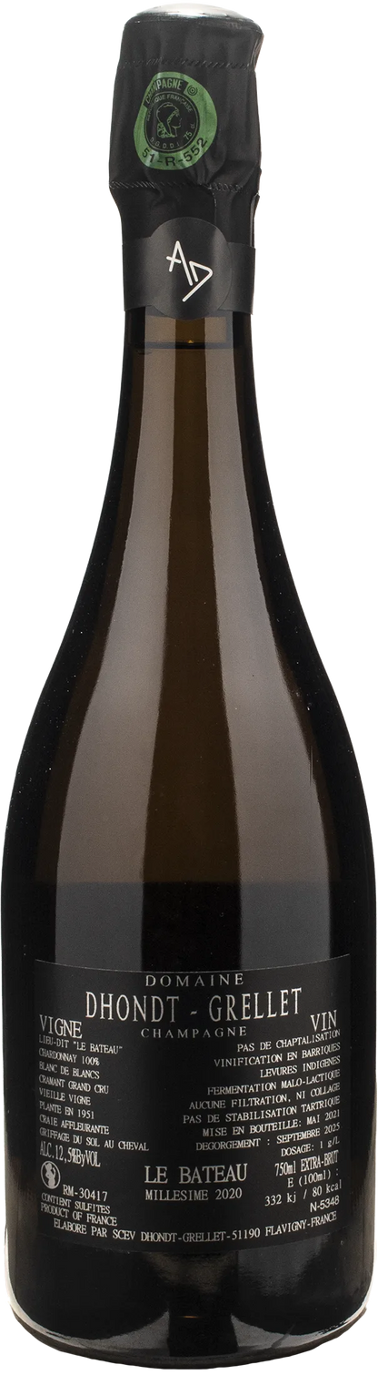Dhondt Grellet Champagne Grand Cru Blanc de Blancs Extra Brut Le Bateau 2020