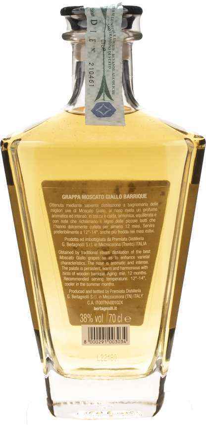Distilleria Bertagnolli Grappa di Moscato Giallo Barrique 12 Mesi