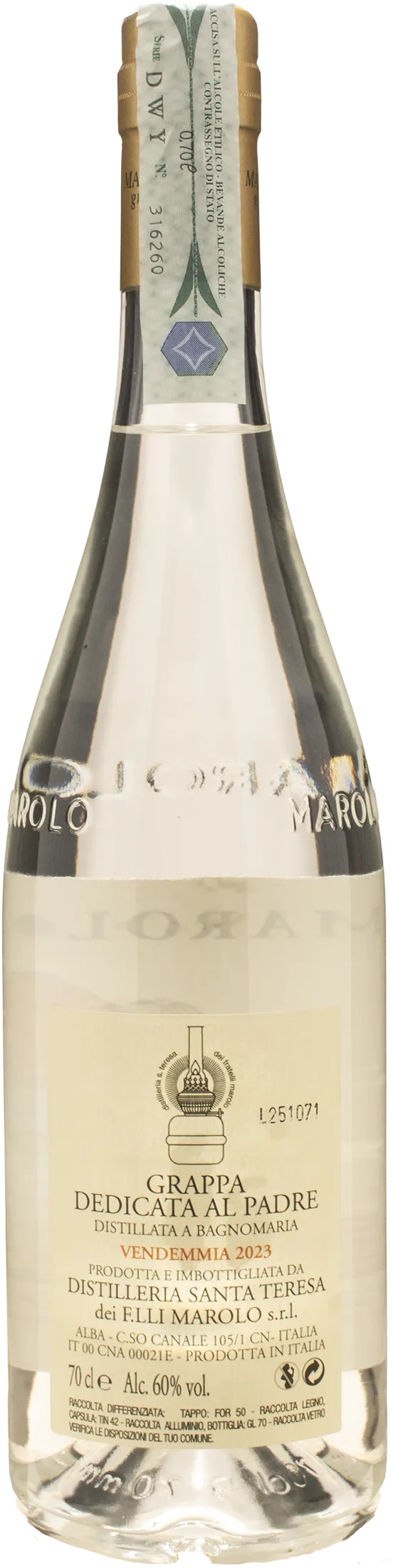 Distilleria Marolo Grappa Dedicata al Padre 0.7L