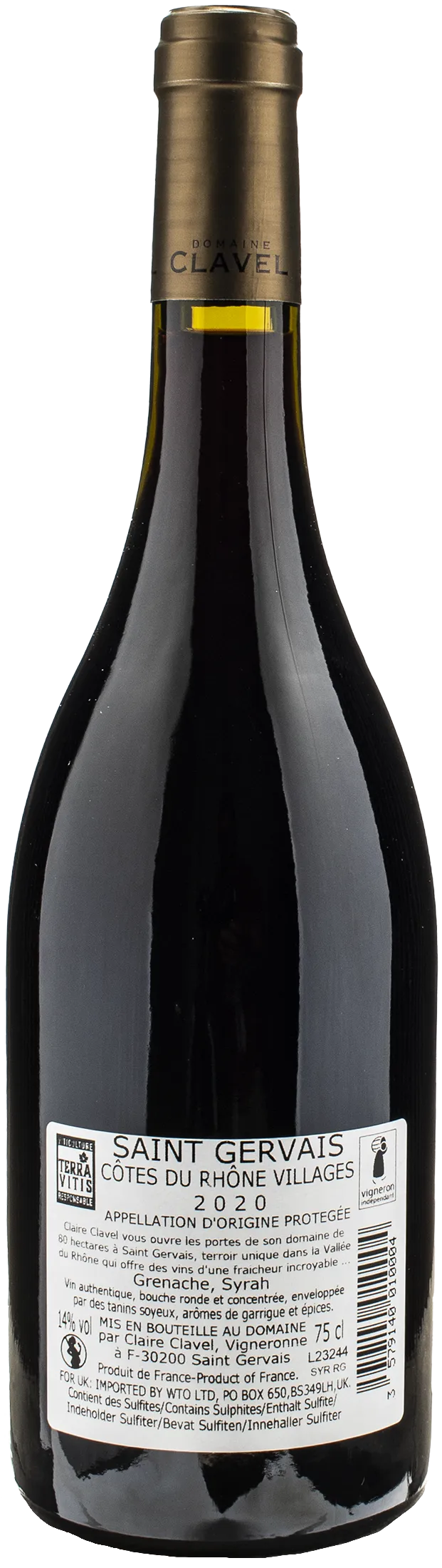 Domaine Clavel Cote du Rhone Villages St. Gervais Syrius 2020