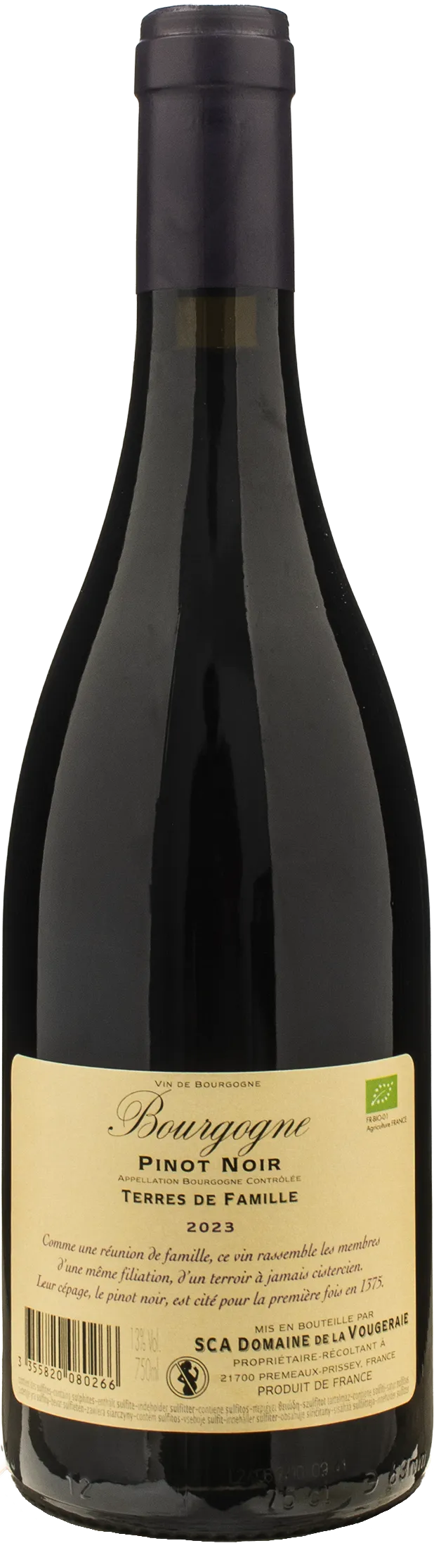 Domaine de la Vougeraie Bourgogne Pinot Noir Terres de Famille 2023