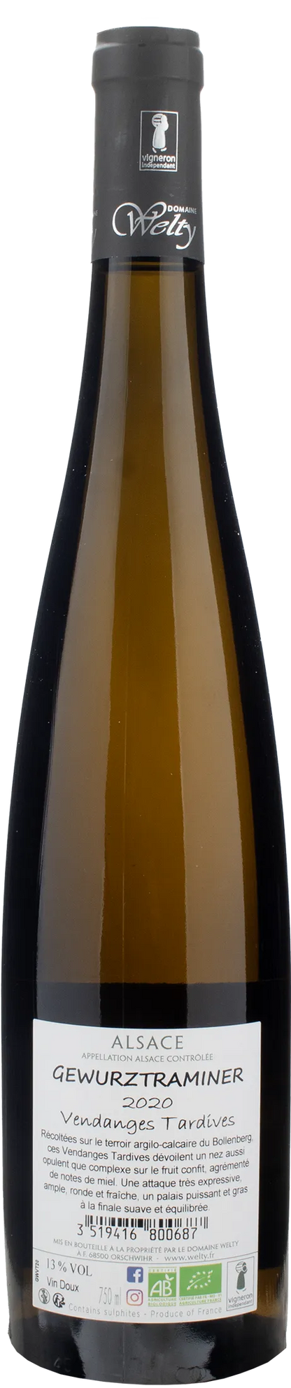 Domaine Jean Michel Welty Gewurztraminer Vendages Tardives 2020