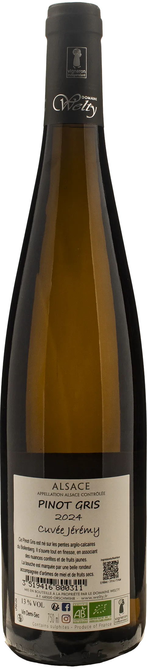 Domaine Jean Michel Welty Pinot Gris Cuvee Jeremy 2024