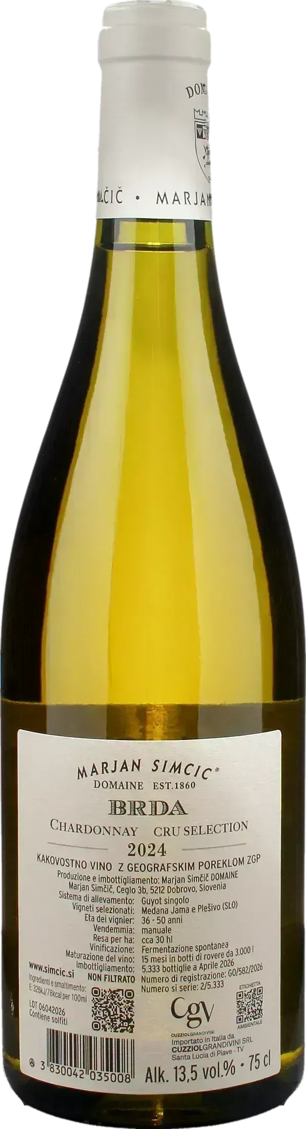 Domaine Marjan Simcic BRDA Cru Selection Chardonnay 2024
