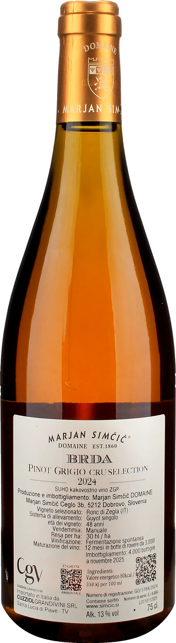 Domaine Marjan Simcic BRDA Cru Selection Pinot Grigio Ramato 2024