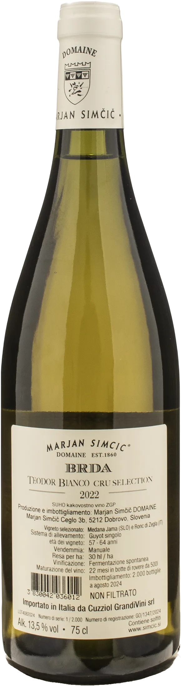 Domaine Marjan Simcic BRDA Cru Selection Teodor Bianco 2022