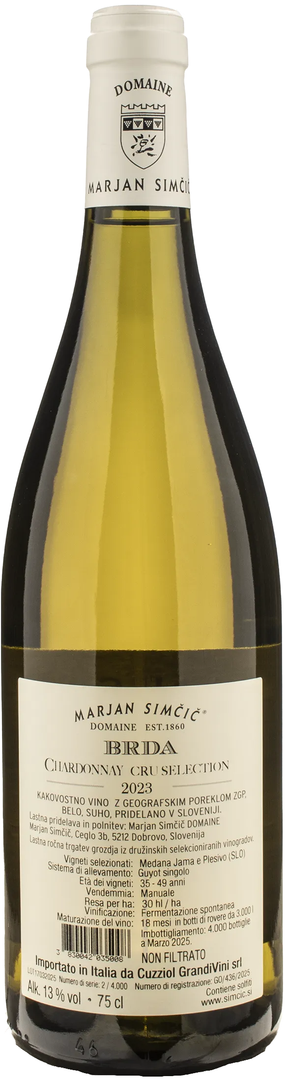 Domaine Marjan Simcic Chardonnay Cru Selection BRDA 2023