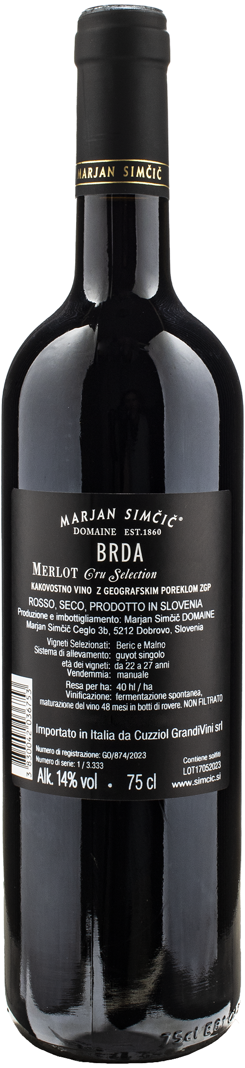 Domaine Marjan Simcic Merlot Cru Selection BRDA 2018