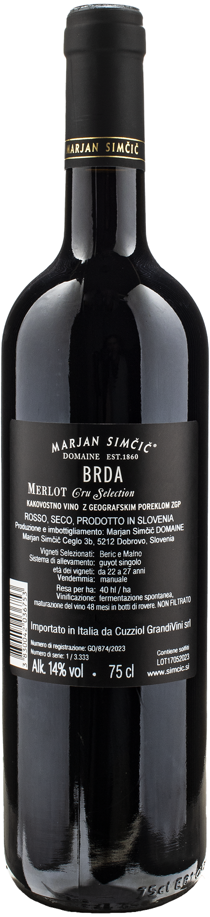 Domaine Marjan Simcic Merlot Cru Selection BRDA 2018