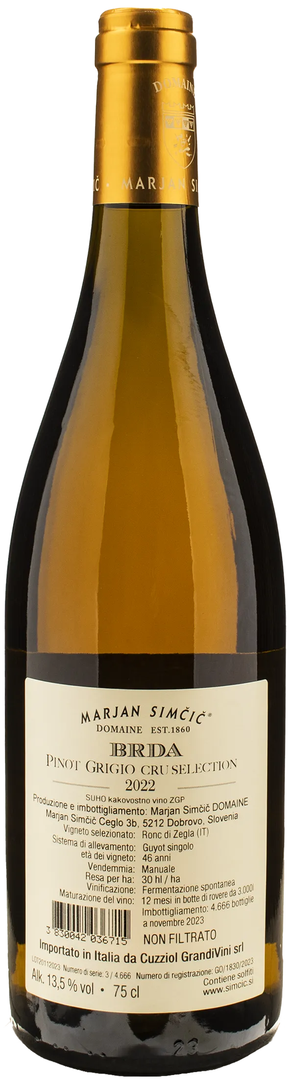 Domaine Marjan Simcic Pinot Grigio Ramato Cru Selection BRDA 2022