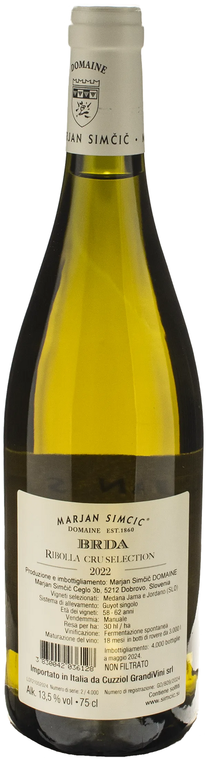 Domaine Marjan Simcic Ribolla Cru Selection BRDA 2022