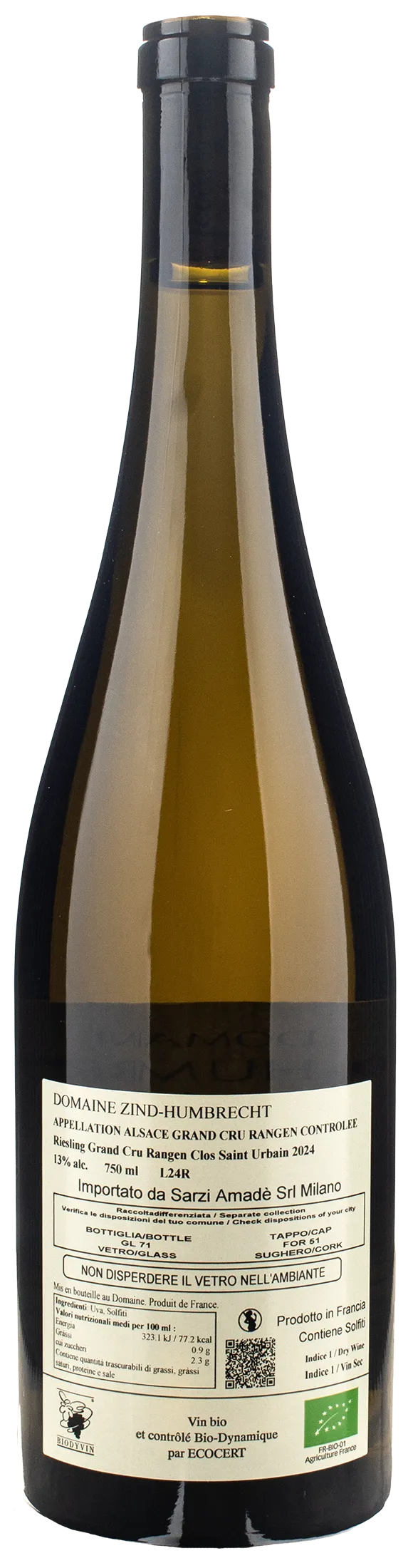 Domaine Zind Humbrecht Clos Saint Urbain Alsace Grand Cru Rangen de Thann Riesling 2024