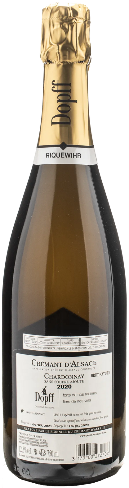 Dopff au Moulin Cremant d'Alsace Chardonnay Brut Nature 2020