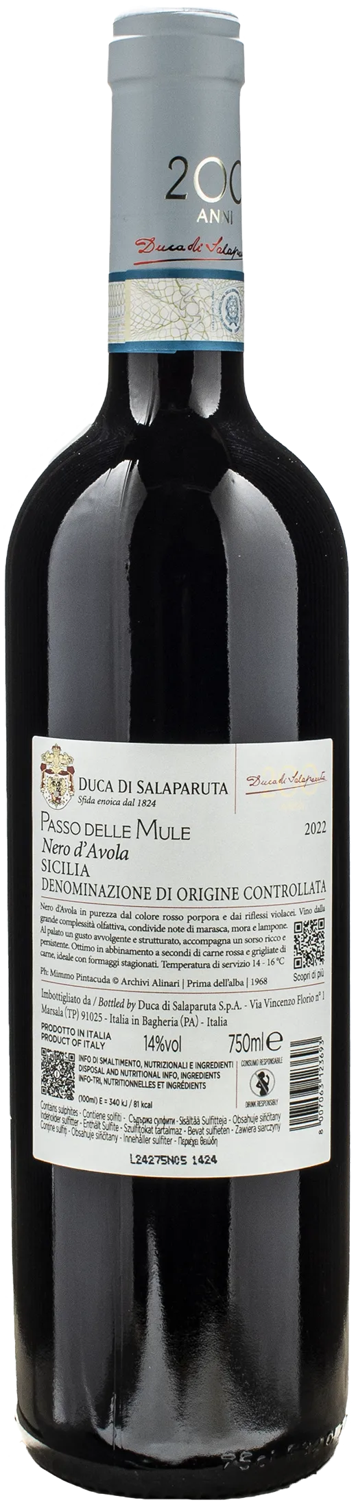 Duca di Salaparuta Passo delle Mule Nero d'Avola 2022