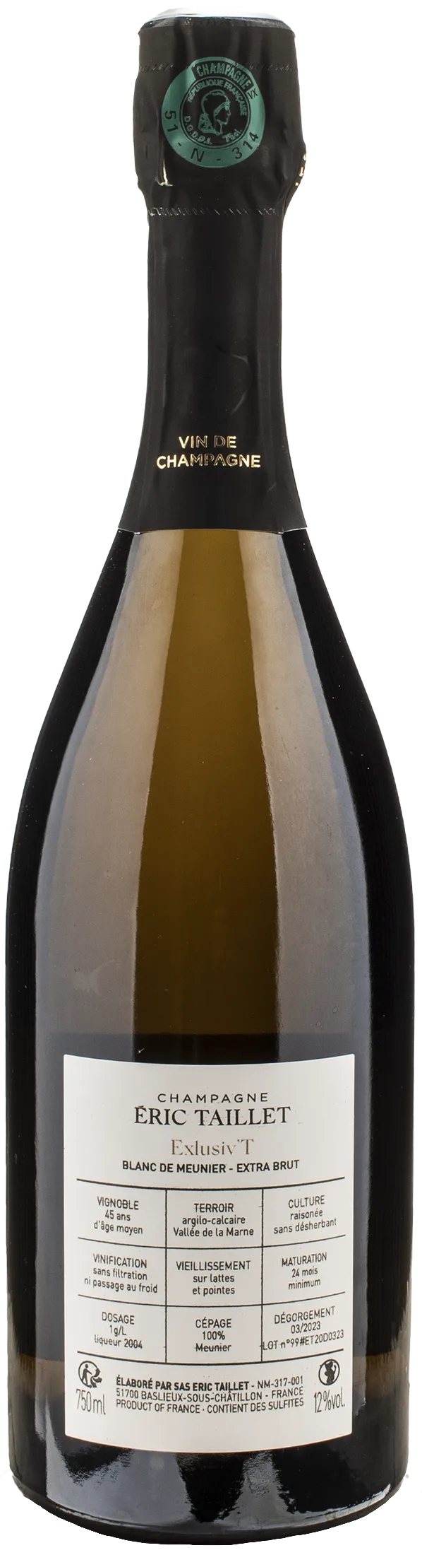 Eric Taillet Champagne Exclusiv T Extra Brut