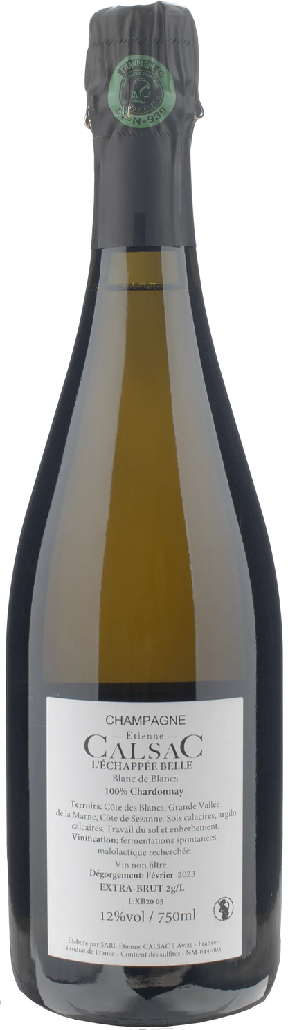 Etienne Calsac Champagne Blanc de Blancs L'échappée Belle Extra Brut