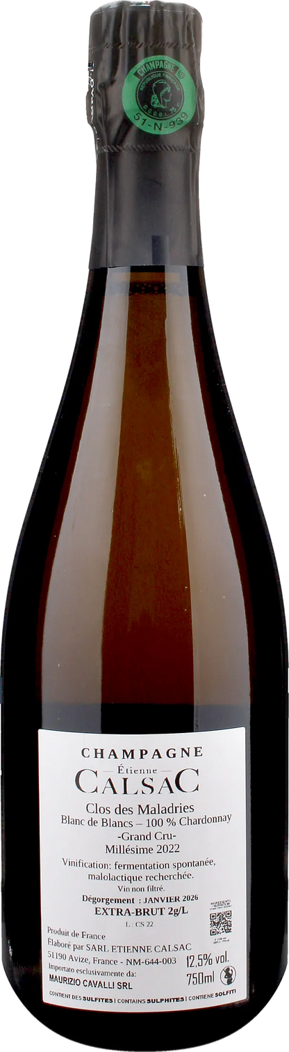 Etienne Calsac Champagne Clos des Maladries Grand Cru Blanc de Blancs Extra Brut 2022