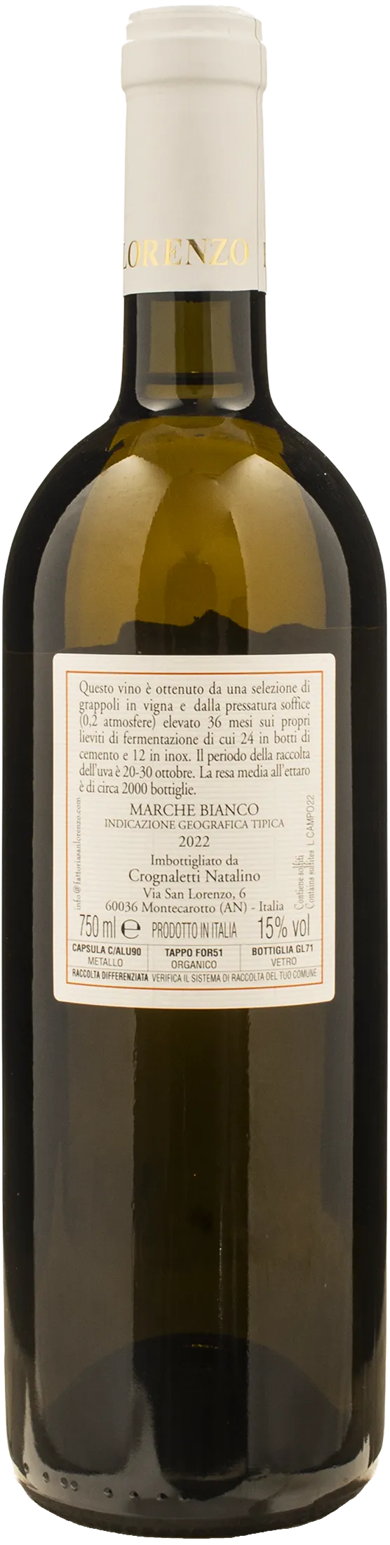 Fattoria San Lorenzo Campo delle Oche Elevato 36 Mesi Sui Propri Lieviti 2022