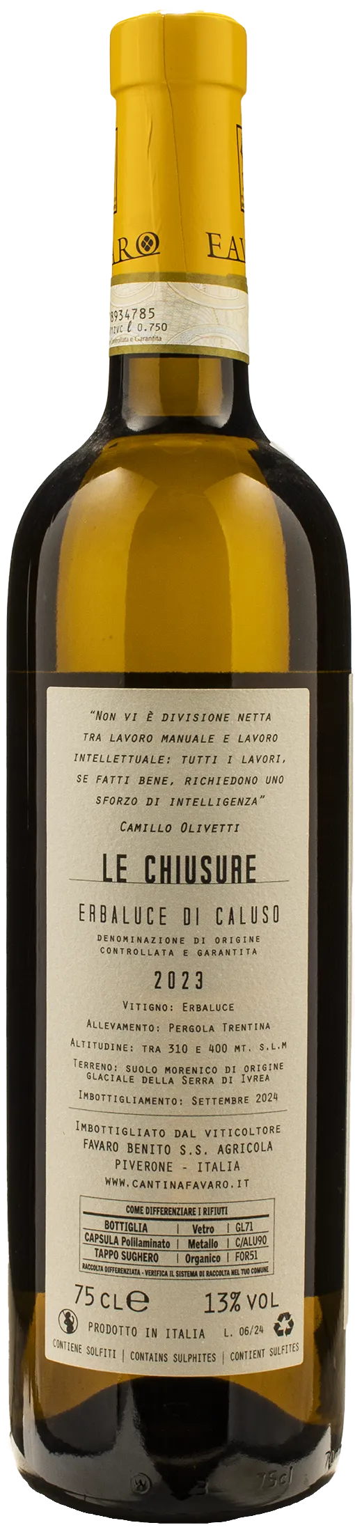 Favaro Erbaluce Di Caluso Le Chiusure 2023