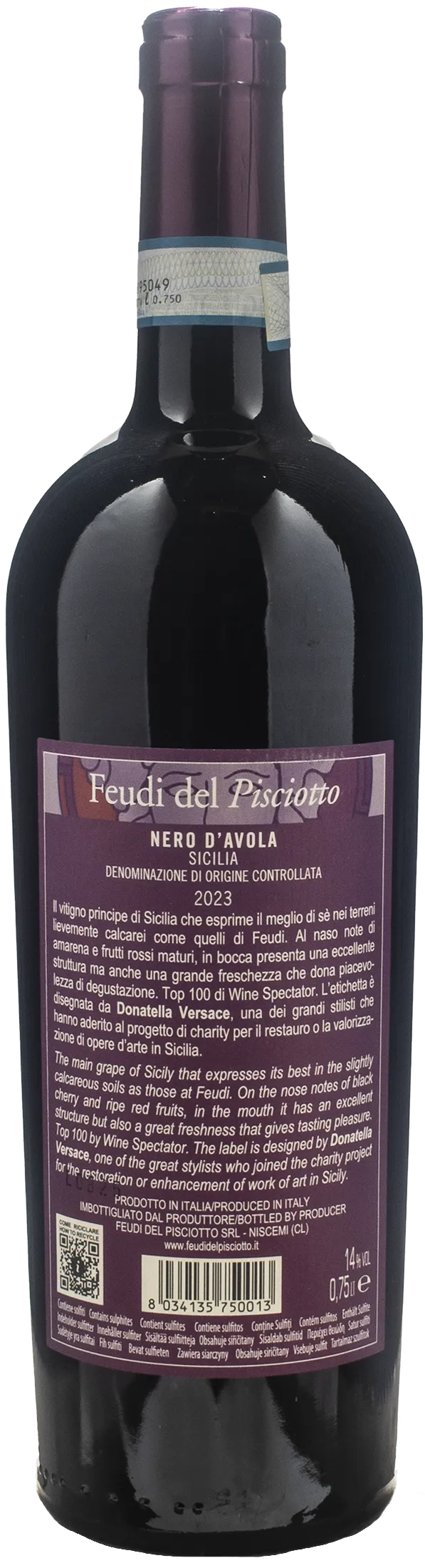 Feudi del Pisciotto Nero d'Avola Versace 2023
