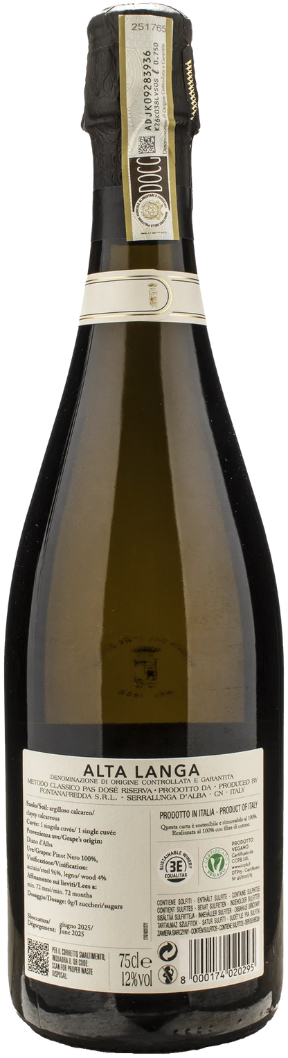 Fontanafredda Alta Langa Riserva 72 Mesi Blanc de Noirs Pas Dose Vigna Gatinera 2018