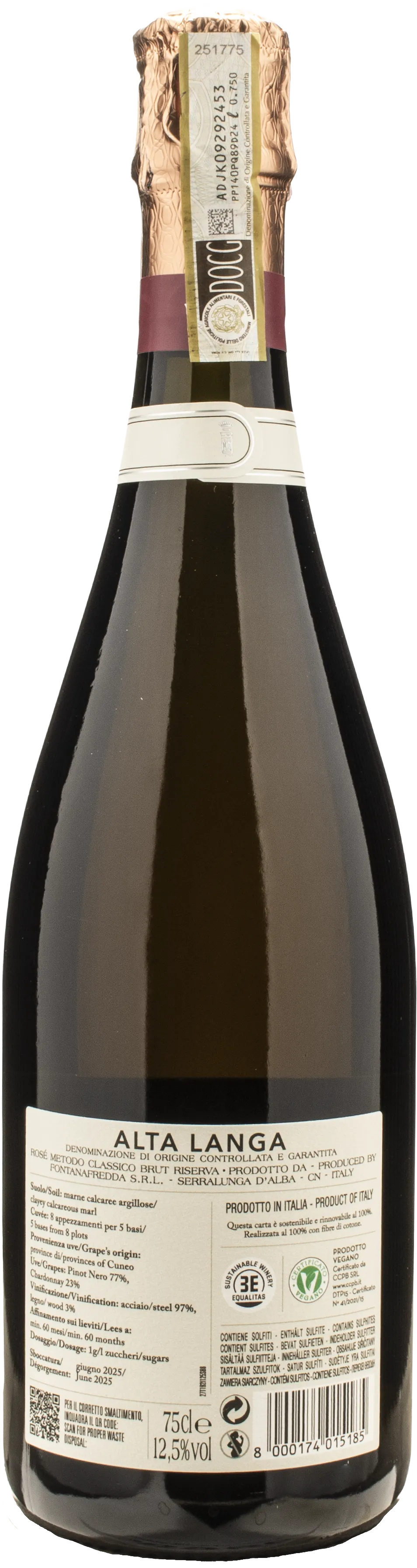 Fontanafredda Alta Langa Riserva Contessa Rosa Brut 60 Mesi 2019