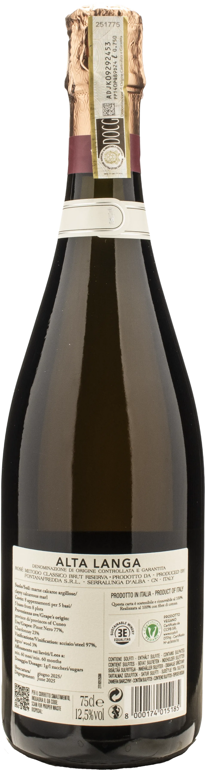 Fontanafredda Alta Langa Riserva Contessa Rosa Brut 60 Mesi 2019