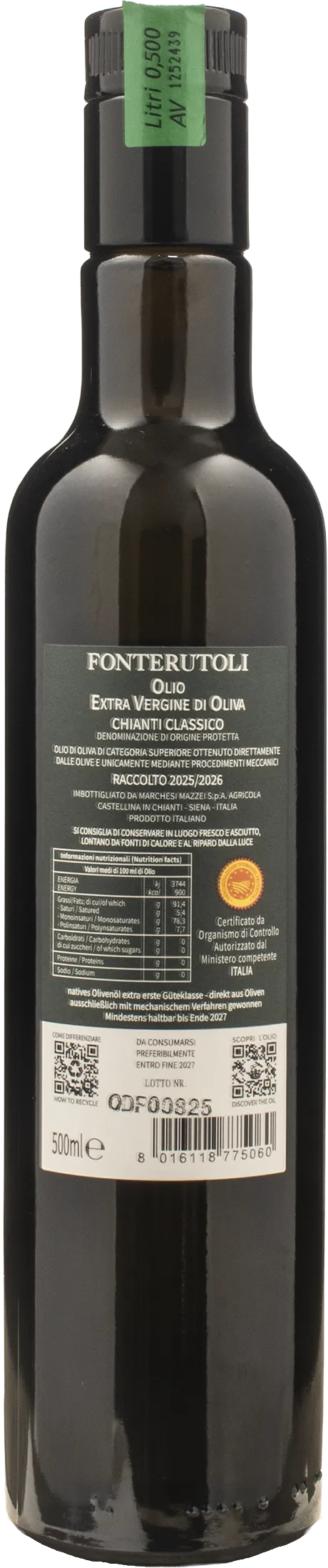Fonterutoli Olio Extra Vergine d'Oliva Chianti Classico 0.5L 2025
