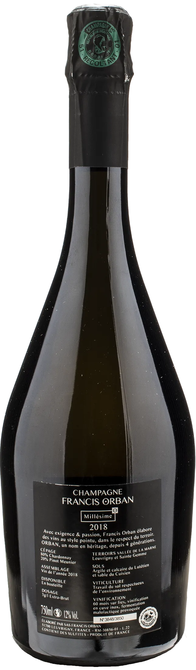 Francis Orban Champagne Millesime Extra Brut 2018