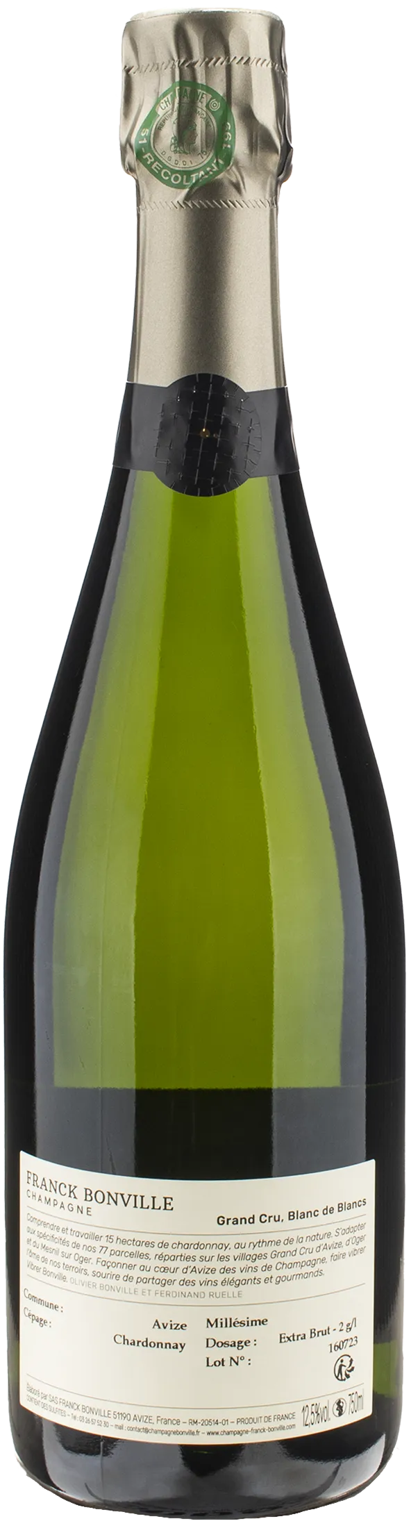 Franck Bonville Champagne Grand Cru Blanc de Blancs Extra Brut Millésime 2016