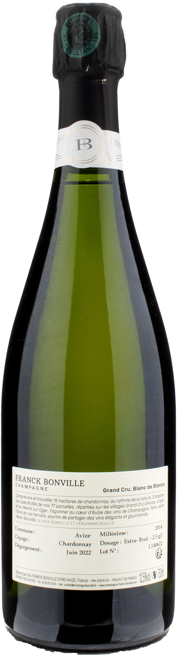 Franck Bonville Champagne Grand Cru Blanc de Blancs Extra Brut 2014