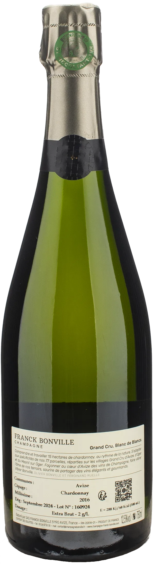 Franck Bonville Champagne Grand Cru Blanc de Blancs Extra Brut 2016