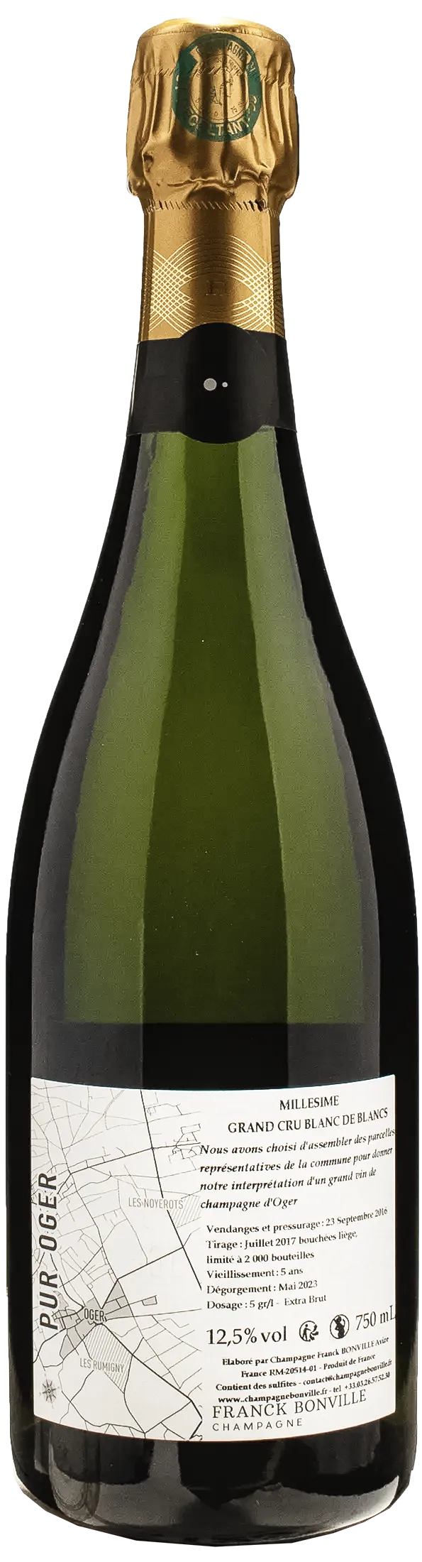 Franck Bonville Champagne Grand Cru Blanc de Blancs Pur Oger Extra Brut Millesime 2018