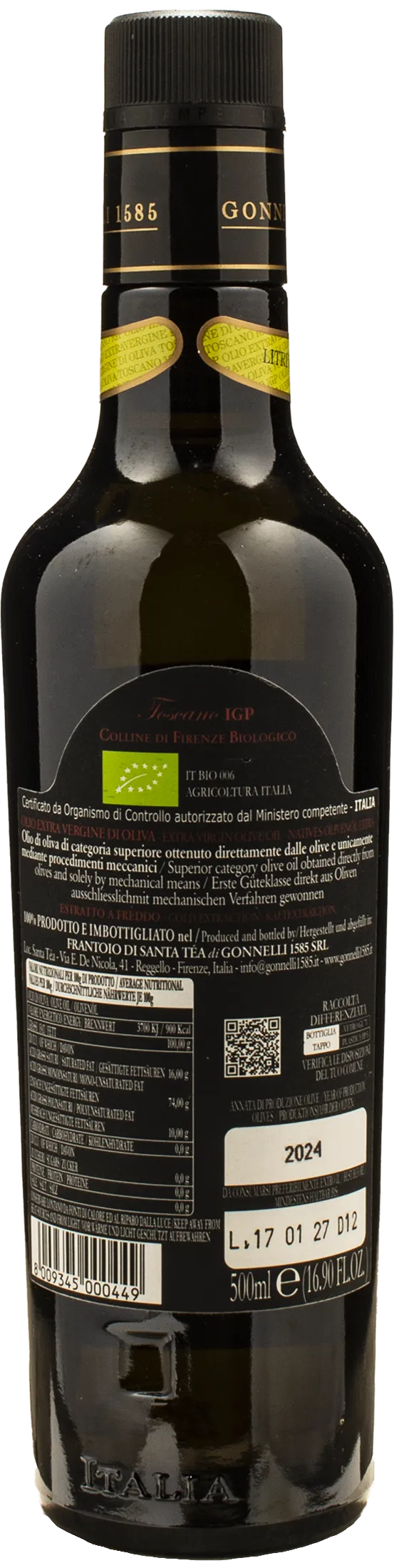 Frantoio di Santa Tea Olio Extra Vergine di Oliva Colline di Firenze 0.5L 2024