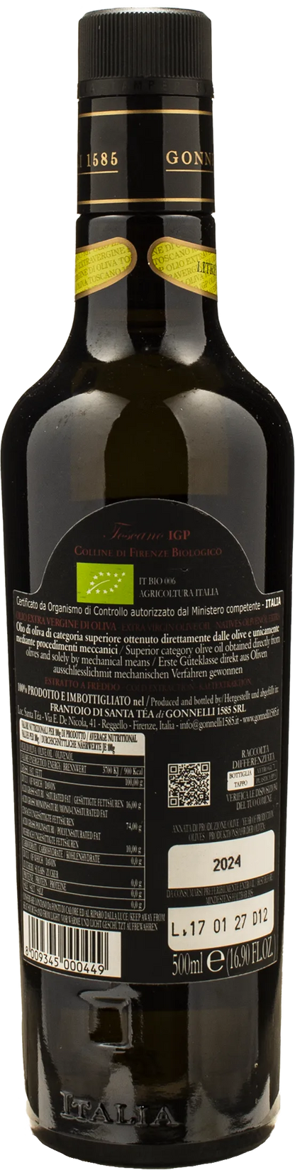 Frantoio di Santa Tea Olio Extra Vergine di Oliva Colline di Firenze 0.5L 2024