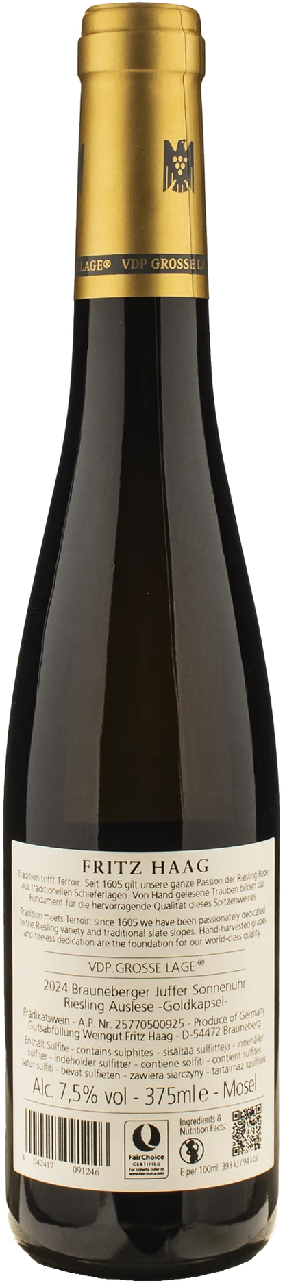 Fritz Haag Brauneberger Juffer Sonnenuhr Riesling Auslese Goldkapsel 0.375L 2024