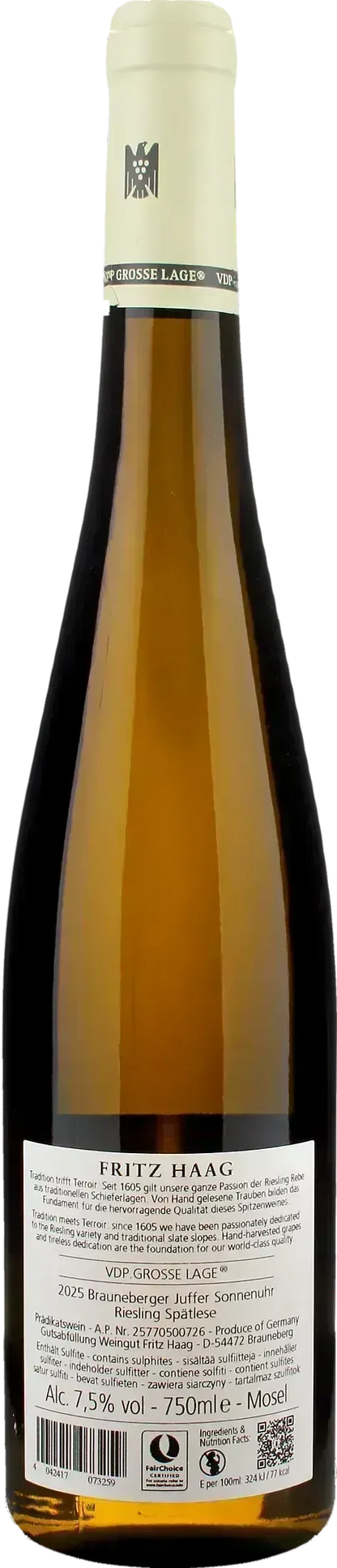 Fritz Haag Brauneberger Juffer Sonnenuhr Spatlese Riesling 2025