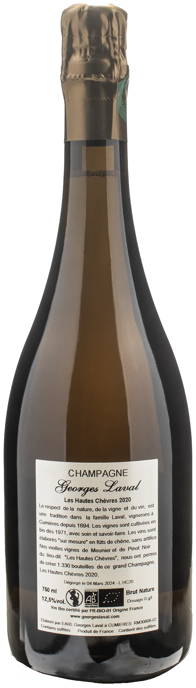 Georges Laval Champagne 1er Cru Les Hautes Chèvres Cumières Brut Nature 2020
