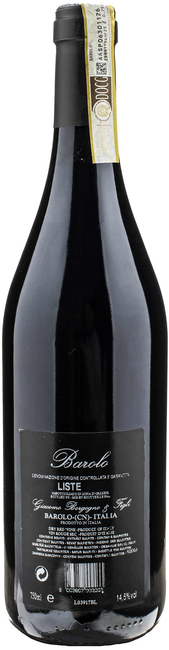 Giacomo Borgogno Barolo Liste 2012
