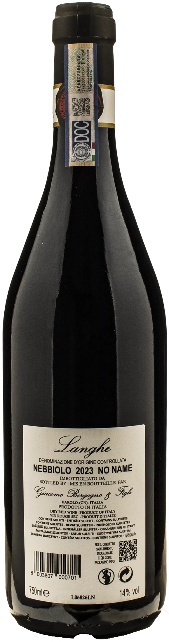 Giacomo Borgogno Langhe Nebbiolo No Name 2023