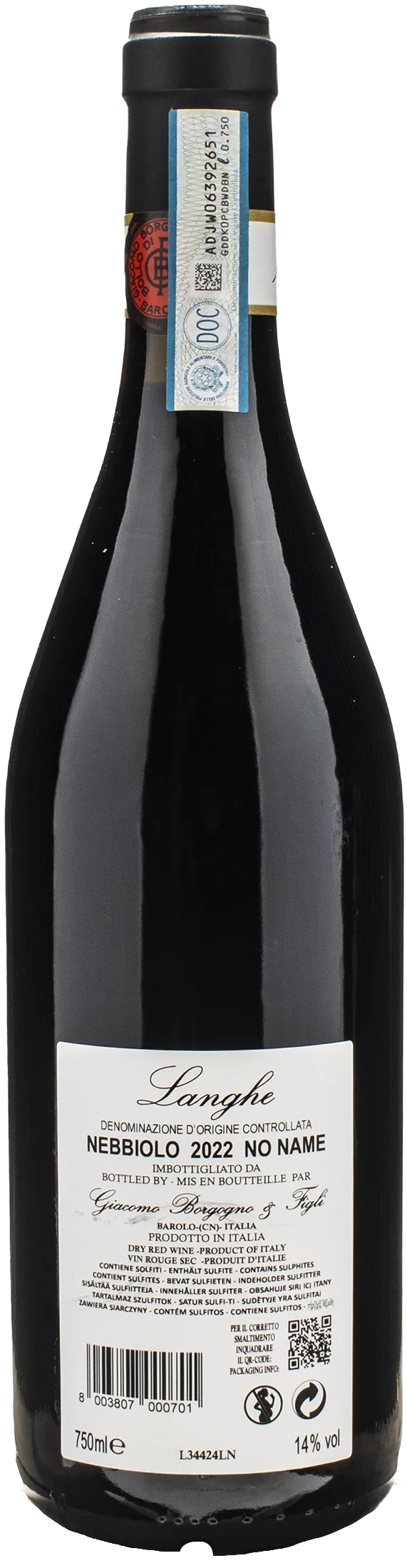 Giacomo Borgogno No Name Langhe Nebbiolo 2022