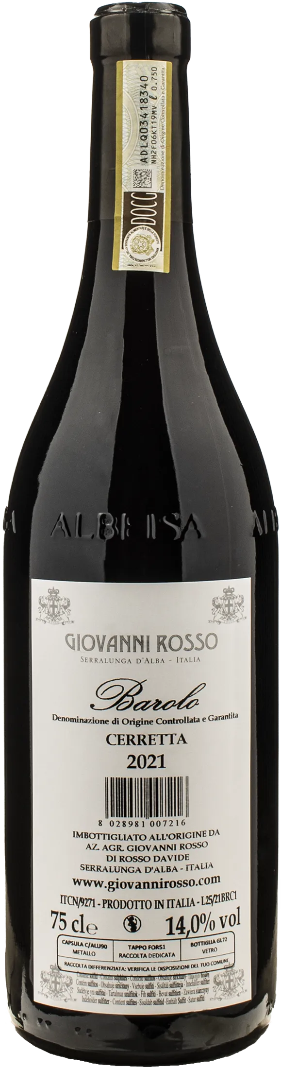 Giovanni Rosso Barolo Cerretta 2021