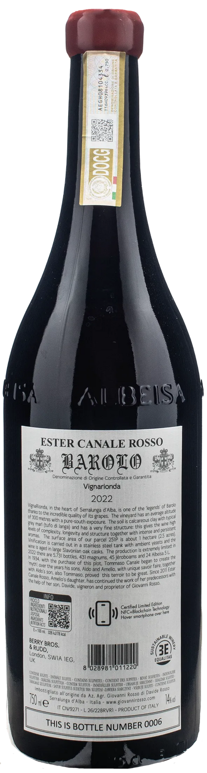 Giovanni Rosso Barolo Vigna Rionda Ester Canale Rosso 2022
